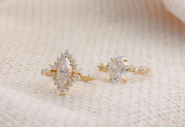 diamond rings on fabric